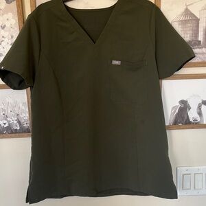 Figs Olive V-Neck Technical Collection Scrub Top